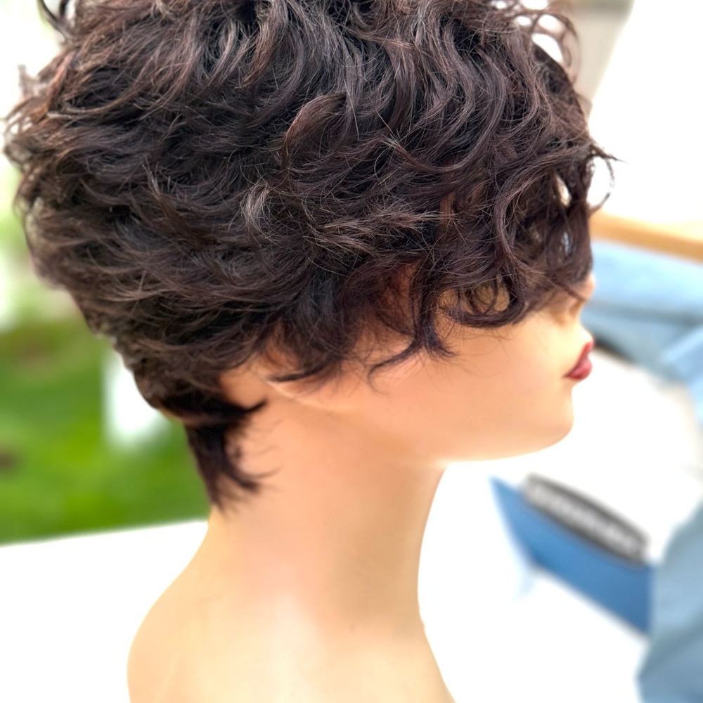 Short Curly Pixie Wig in Dark Brown - Women Hair - Picture 8 of 15